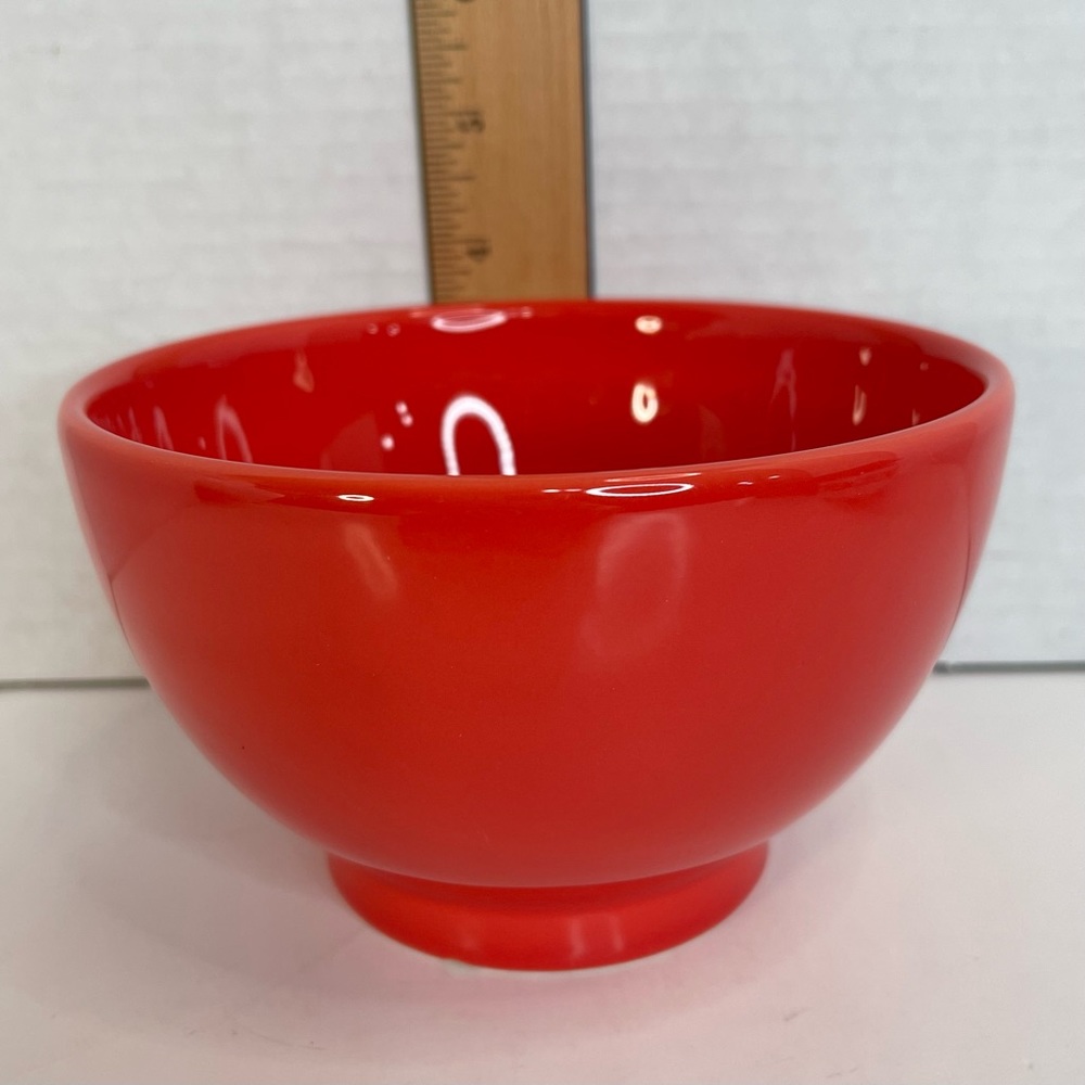 Crate&Barrel Cereal Soup Bowl Footed Ceramic Casual Colorful 5.5” Wide Orange - Picture 10 of 11